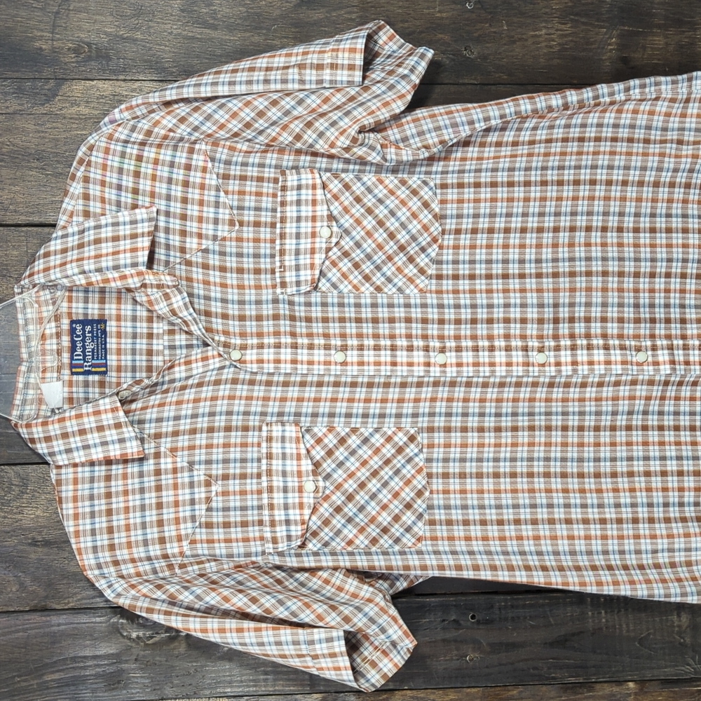 Vintage DeeCee Rangers permanent press western shirt sleeve pearl snap shirt Med